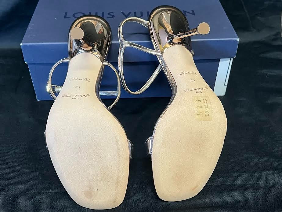 Louis Vuitton 6AM Sandal Size 41 (us 11) 1AGWZ2 Gold Metallic Leather Heels (view 11)