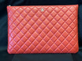Chanel Large Clutch Pouch Red Leather with Organizer Insert and Dust Bag (view 1)
