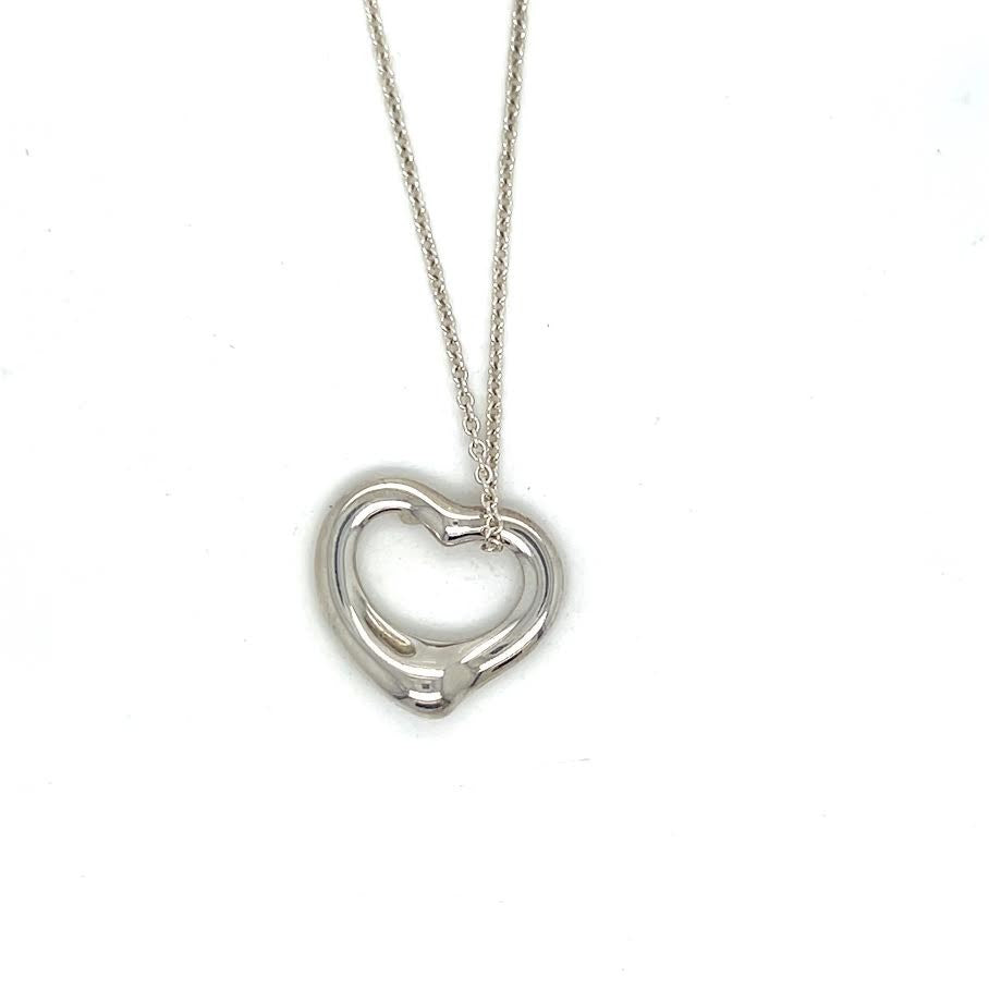 Tiffany & Co. Elsa Peretti Open Heart Pendant 16mm Sterling Silver 925 Necklace (view 3)