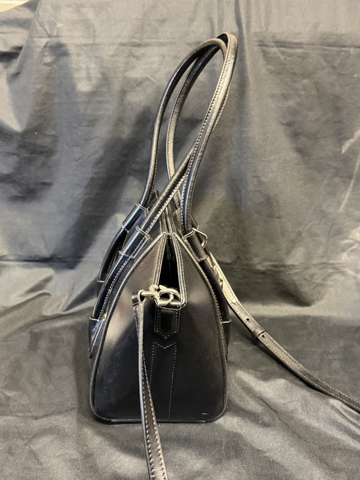Givenchy Mini Antigona Lock Leather Satchel with Crossbody Strap Black (view 2)