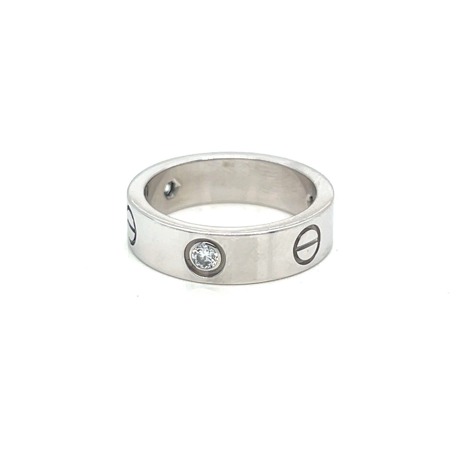 Cartier Love Ring Classic 5.5mm 3 Diamonds 0.23tcw 18K White Gold Size 55 (7.5) — view 6
