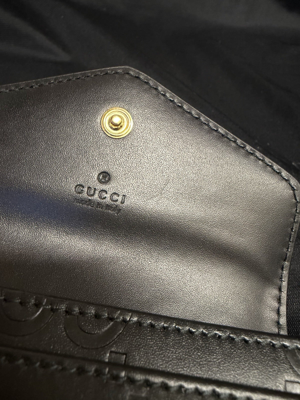 Gucci GG Emblem Card Case Black Leather Gold Hardware12