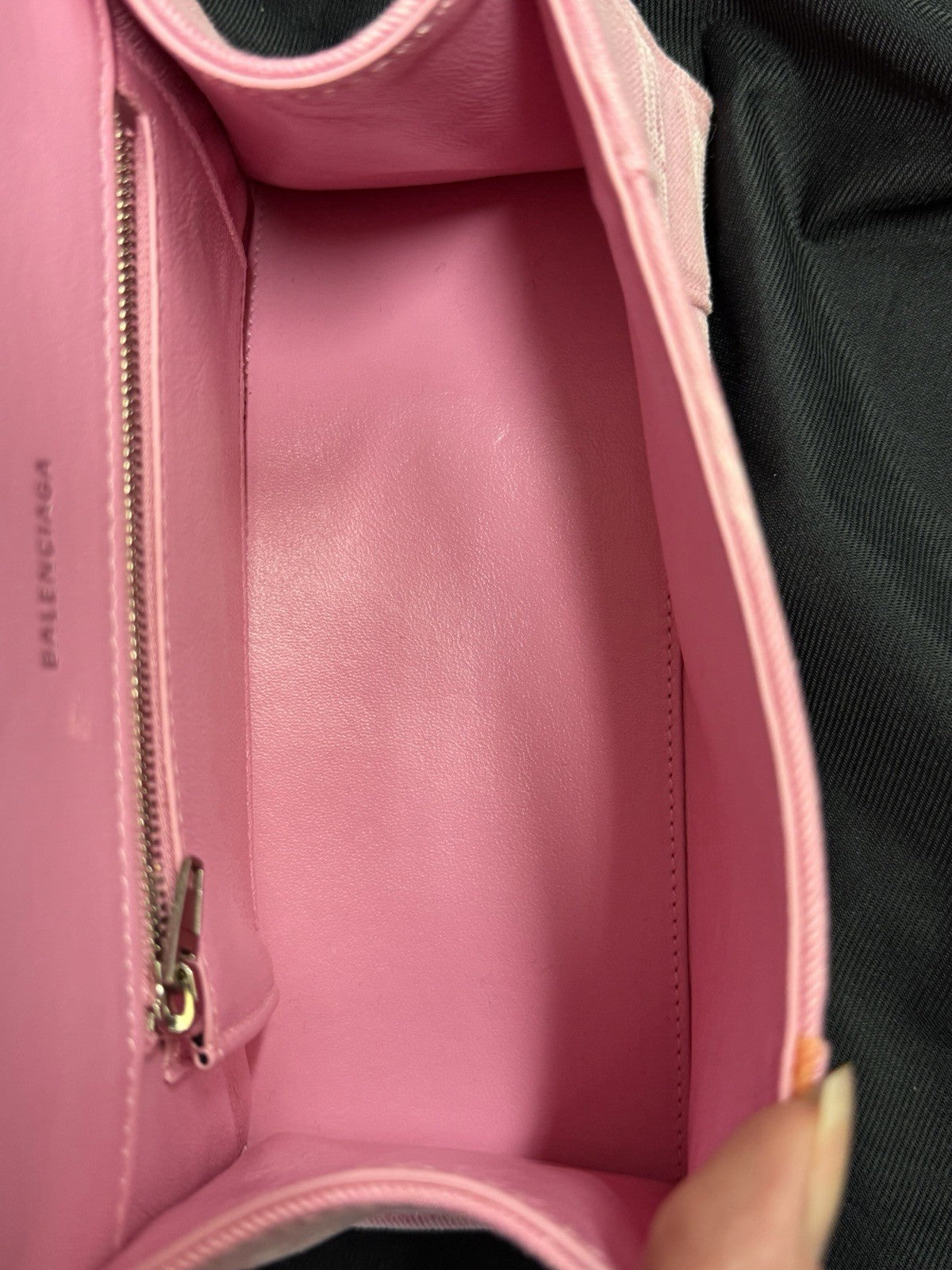 Balenciaga Hourglass Small Handbag BB Monogram Denim Pink Removable Strap (view 8)