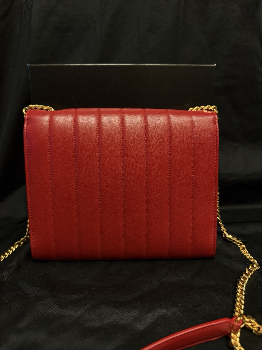 Saint Laurent YSL Vicky Bag Red Leather, Gold Chain Strap Crossbody — view 3