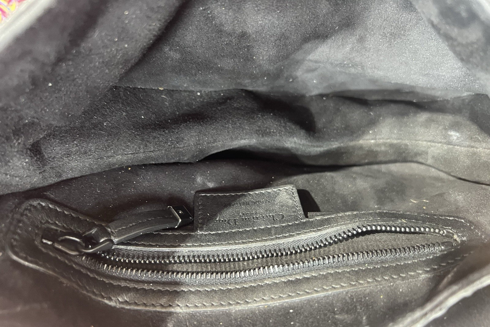 CHRISTIAN DIOR BLACK OBLIQUE EMBOSSED CALFSKIN SADDLE BAG — view 7