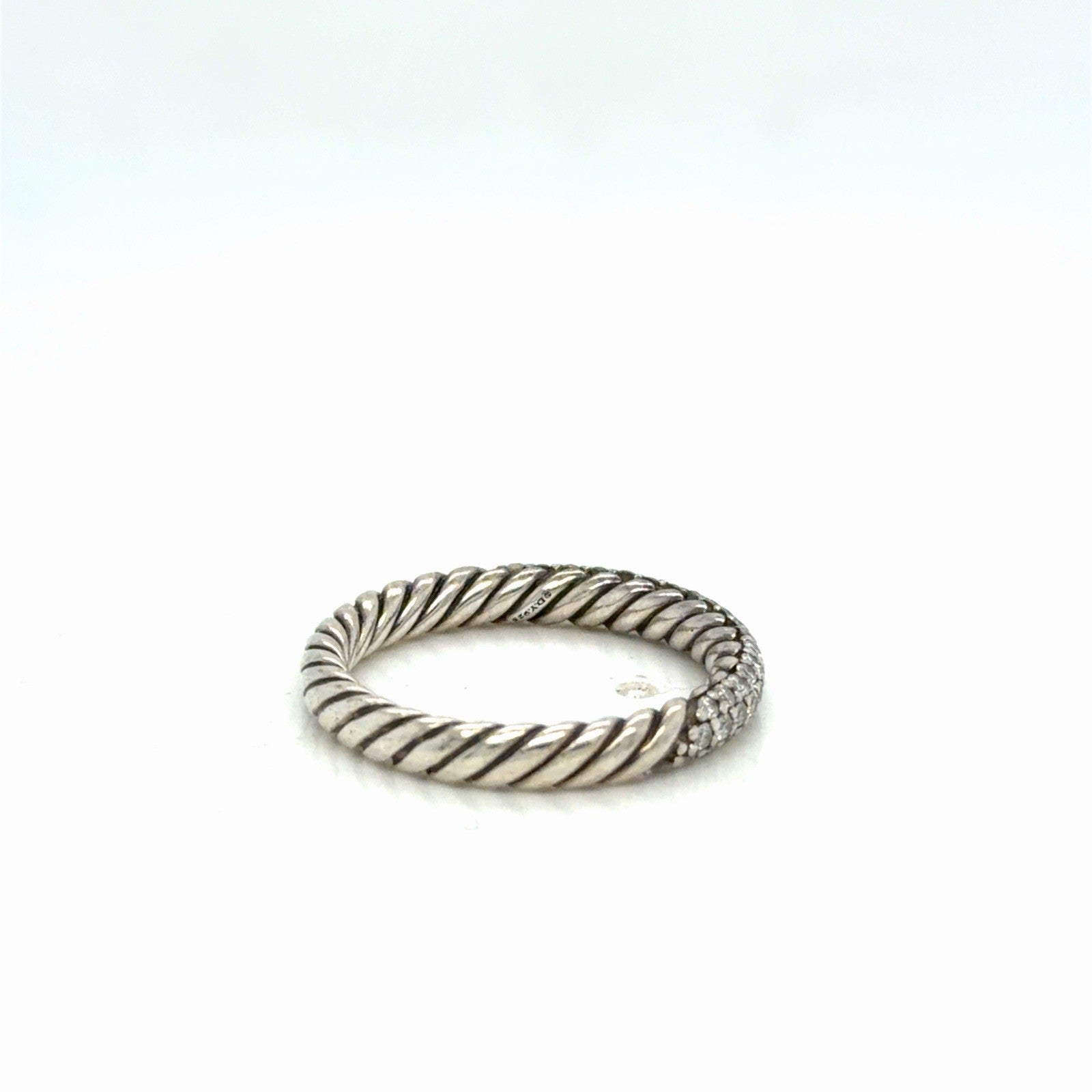David Yurman Petite Pave Ring Sterling Silver 0.39ctwa Diamonds 3mm Size 6.75 — view 7