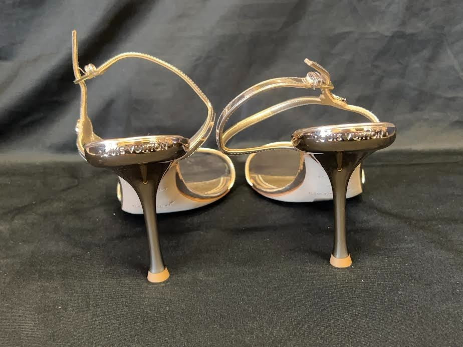 Louis Vuitton 6AM Sandal Size 41 (us 11) 1AGWZ2 Gold Metallic Leather Heels (view 7)