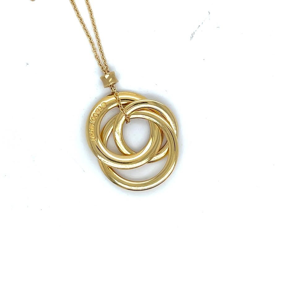 TIFFANY & CO. 1837 INERLOCKING CIRCLE PENDANT NECKLACE 18K YELLOW GOLD 18 in — view 3