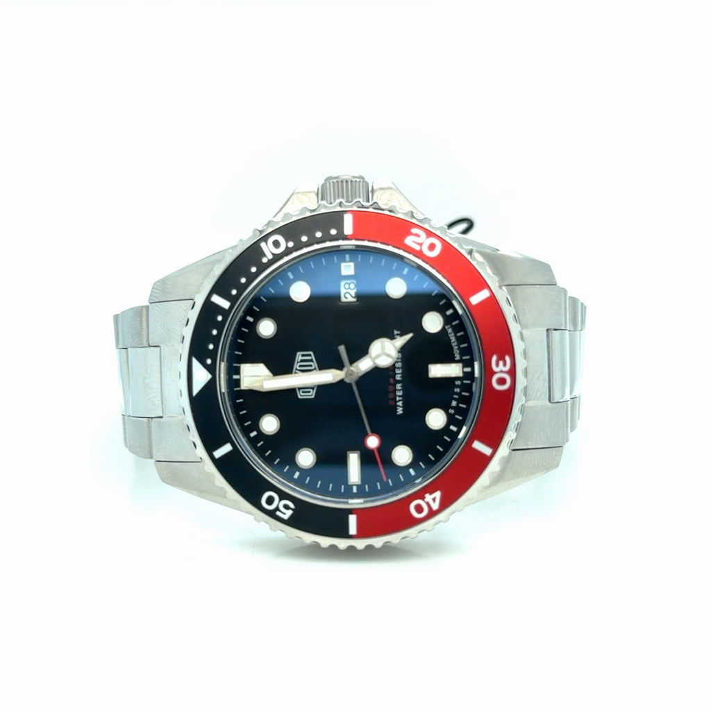 Duxot Altum 42 mm Swiss Quartz Watch Black & Red "Coke" Bezel DX-2025-55 (view 2)