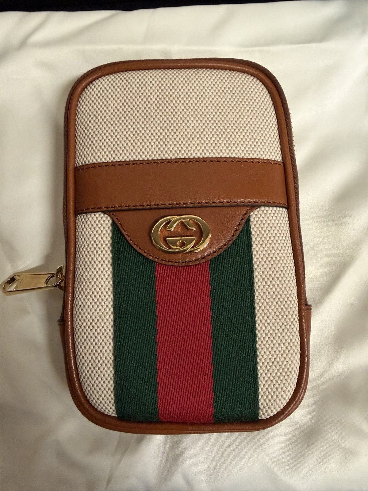 Gucci Canvas 34" Belt Bag Phone Case Beige/Brown — view 2