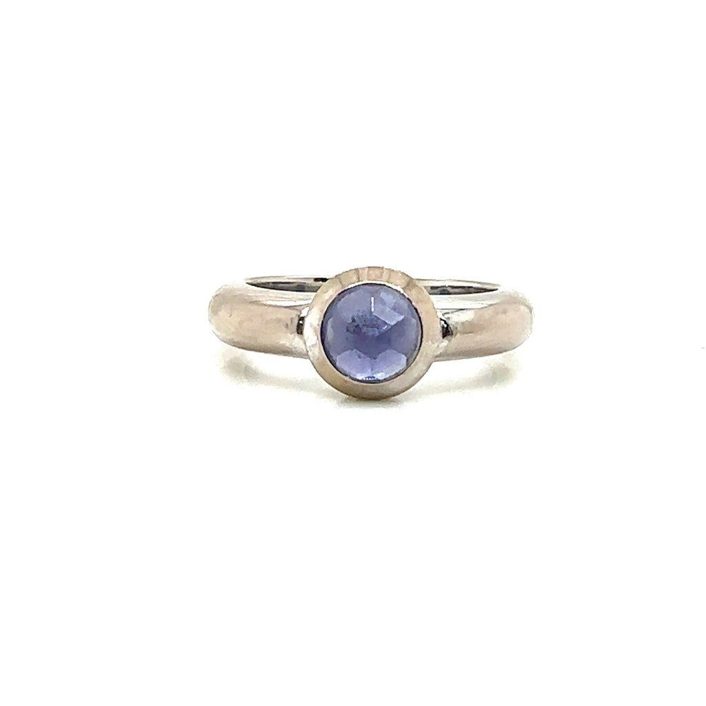 Tiffany & Co. France 18k White Gold & Amethyst Bezel Set Solitiare Ring Size 6.5 (view 1)