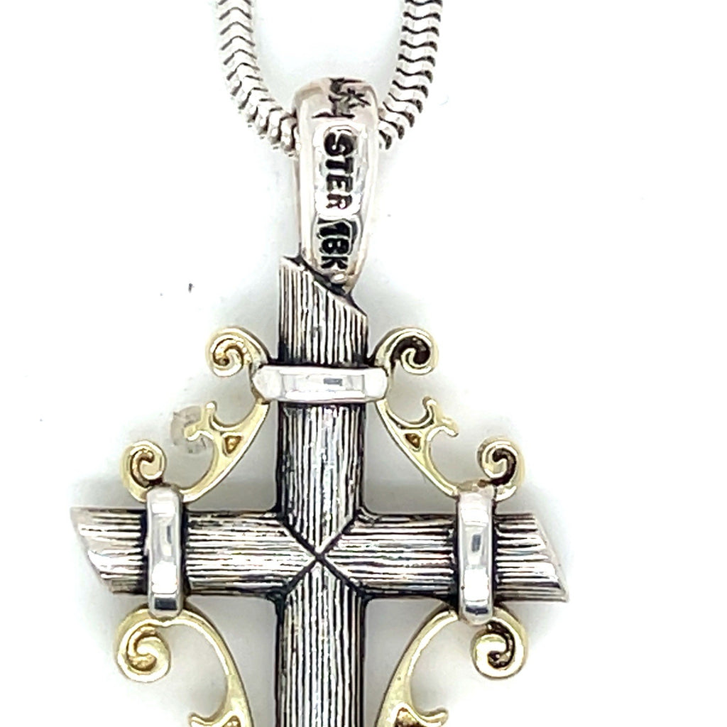 Ann King Sterling Silver 925 18K Yellow Gold Queen's Cross Ivy Pendant Necklace (view 3)