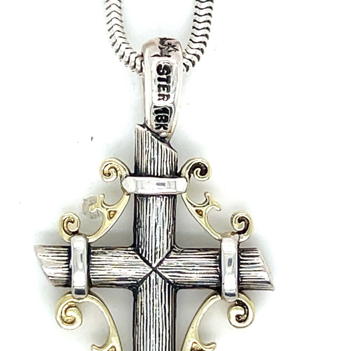 Ann King Sterling Silver 925 18K Yellow Gold Queen's Cross Ivy Pendant Necklace (view 3)