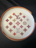 Louis Vuitton Monogram Flower Set OF 4 Small White Plates/gold Trim and Holder (view 1)