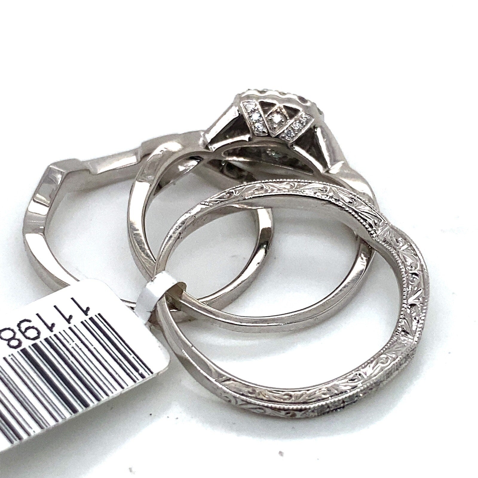 1.79tcw Neil Lane 14k White Gold Diamond Engagement Ring and Wedding Bands — view 4