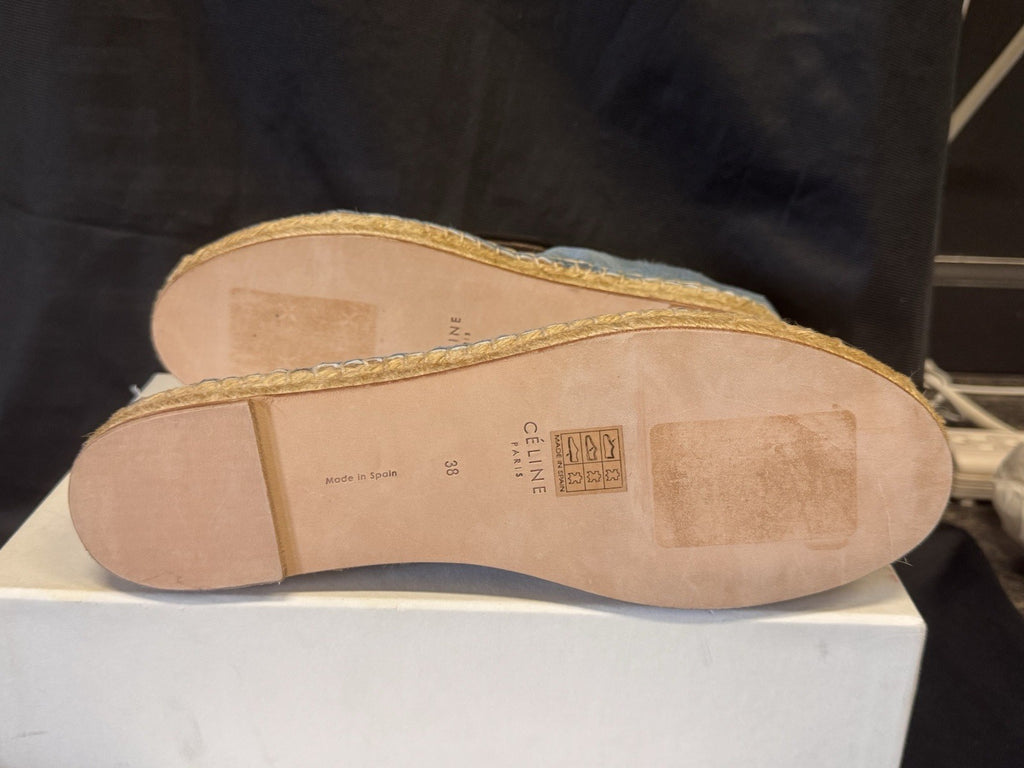 CELINE PLUMBEO ESPADRILLE 335009 SIZE US 8/ EU 38 BLUE PONY-HAIR LOAFERS6