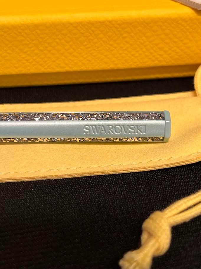 Swarovski Crystal Shimmer Ballpoint Pen, Blue Lacquered, Chrome Plated 5678190 (view 6)