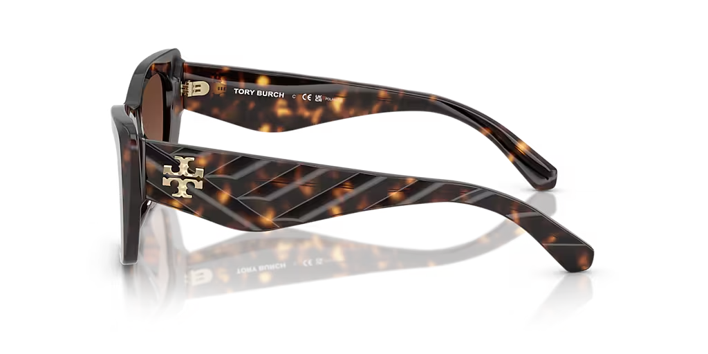 Tory Burch Sunglasses TY7216U 1964T5 52-18 Dark Tortoise Brown Polarized — view 3