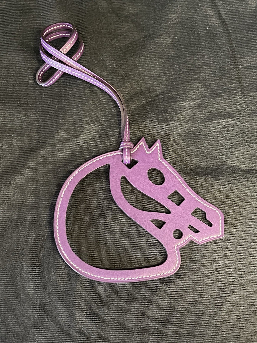 Hermes Paddock Cheval Horse Leather Bag Charm Purple (view 1)