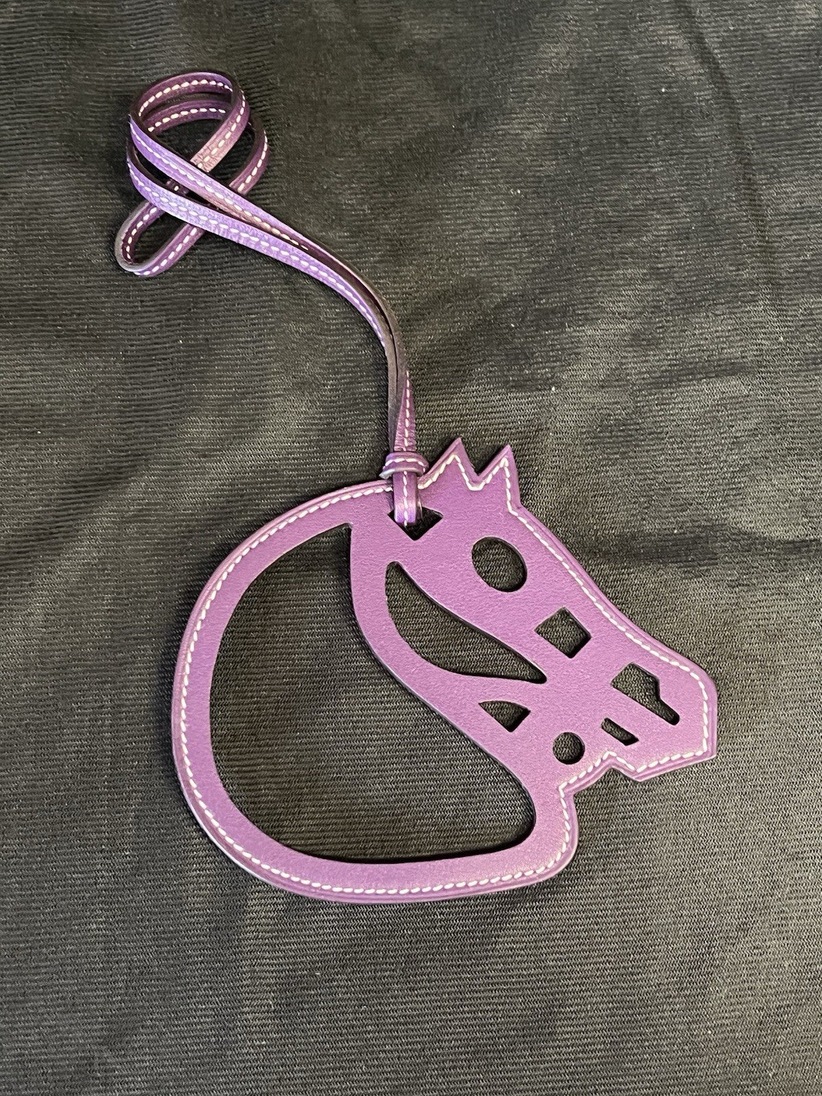 Hermes Paddock Cheval Horse Leather Bag Charm Purple (view 1)
