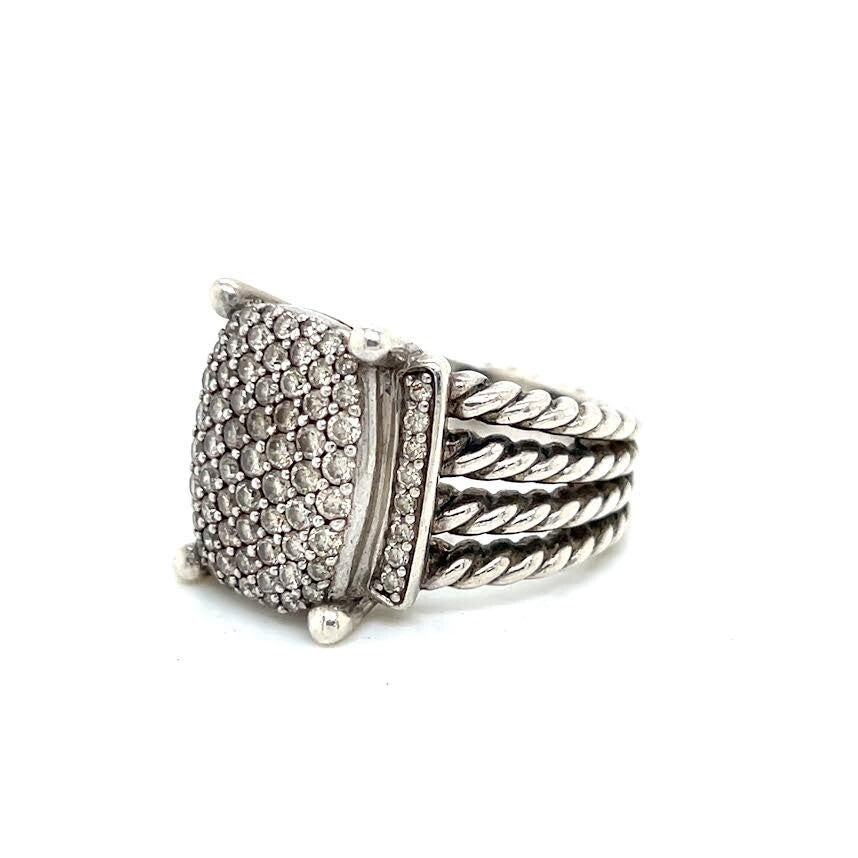 DAVID YURMAN WHEATON DIAMOND RING STERLING SILVER SIZE 7.75 — view 9