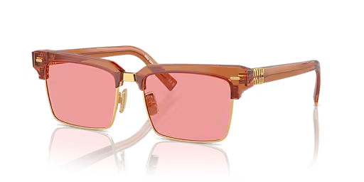 miu miu sunglasses MU 10ZS 15T1D0 54-17 Caramel Transparent Pink — Certified Authentic | San Diego Jewelry Buyers