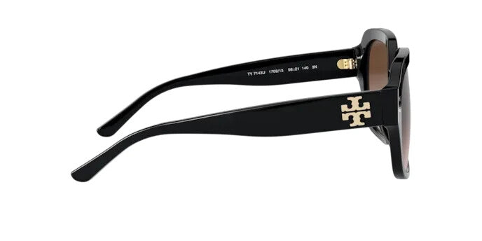 TY7143U TORY BURCH SQUARE SUNGLASSES BLACK FRAME DARK BROWN GRADIENT LENS 140MM — view 4