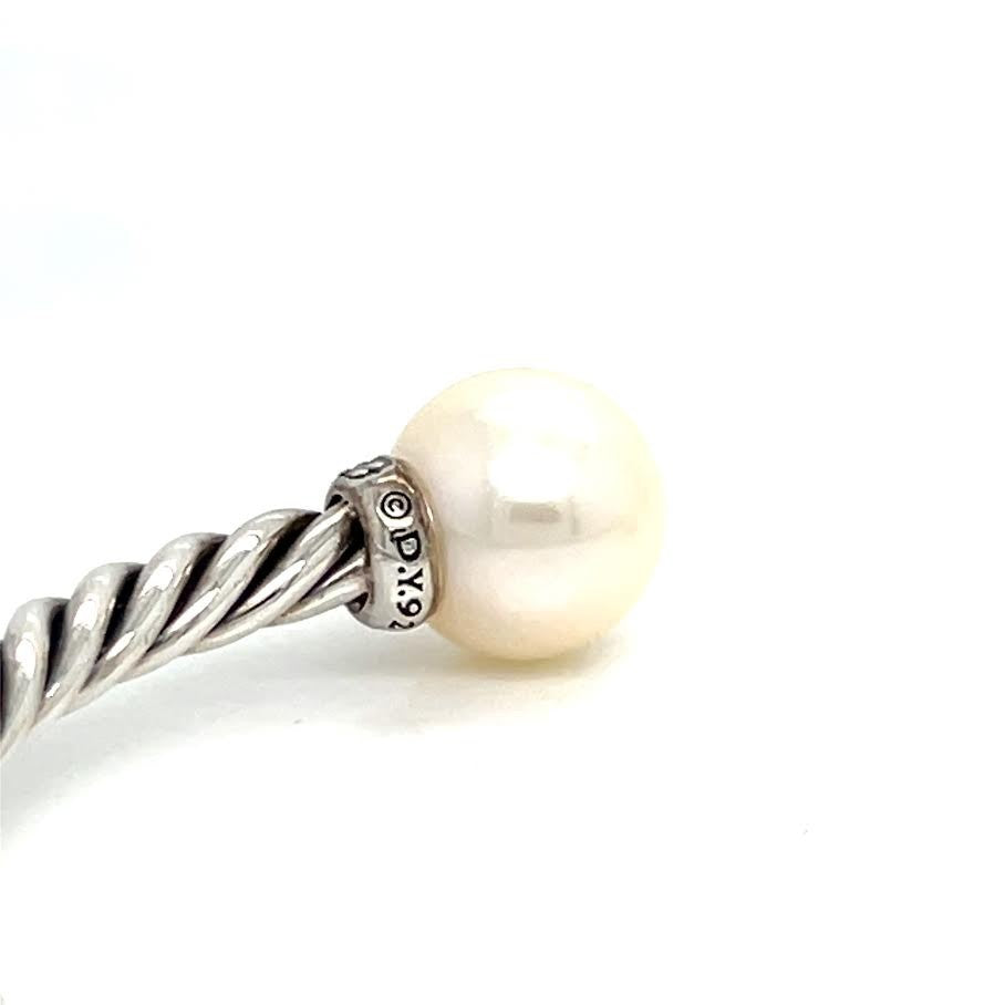 David Yurman Sterling Silver 925 Solari Bracelet with Pearls & Diamonds Size M. — view 9