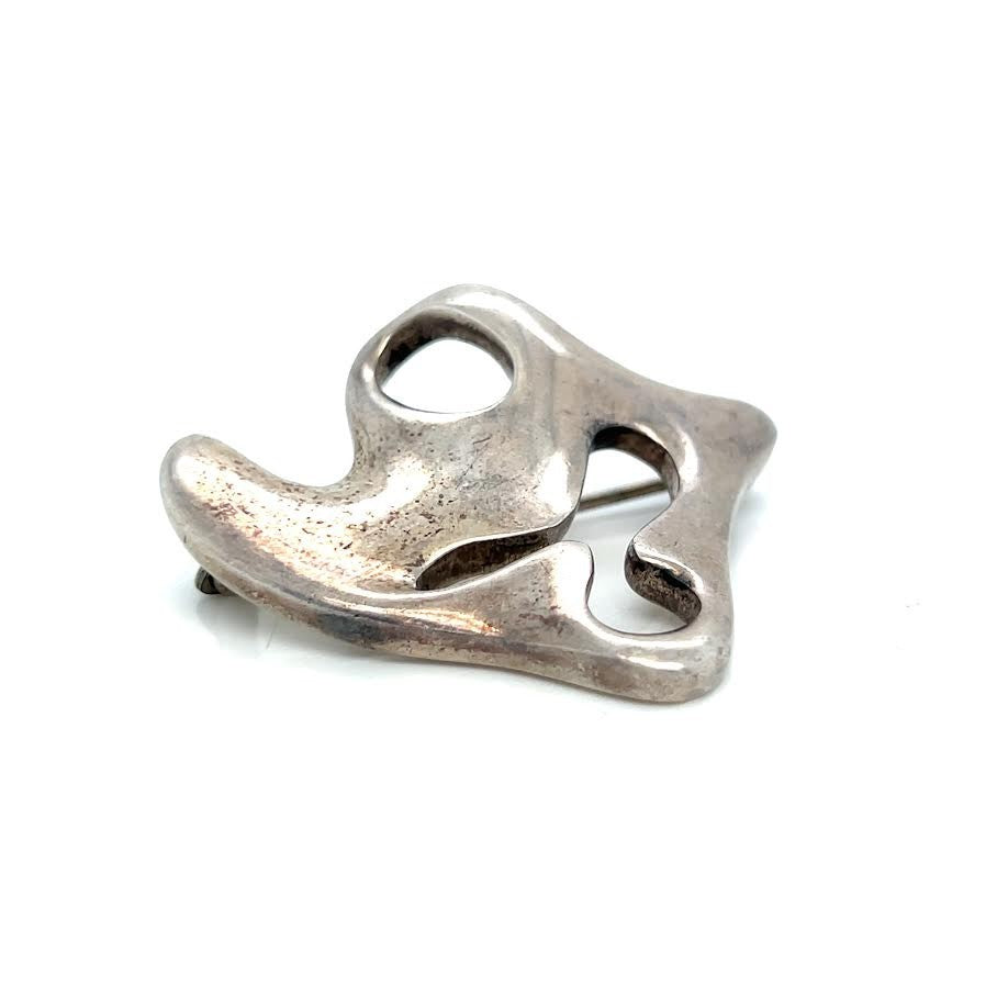 GEORG JENSEN AMOEBA BROOCH STERLING SILVER 925 VINTAGE DENMARK 322 STAMP — view 3