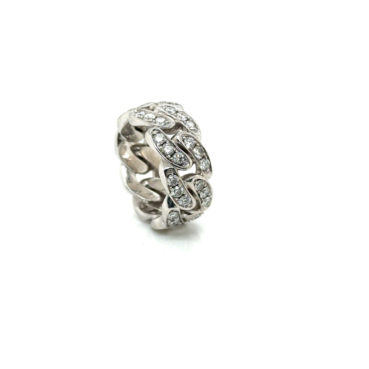 IceBox 14k White Gold and Diamond Cuban Link Ring 2.70tcw (view 2)