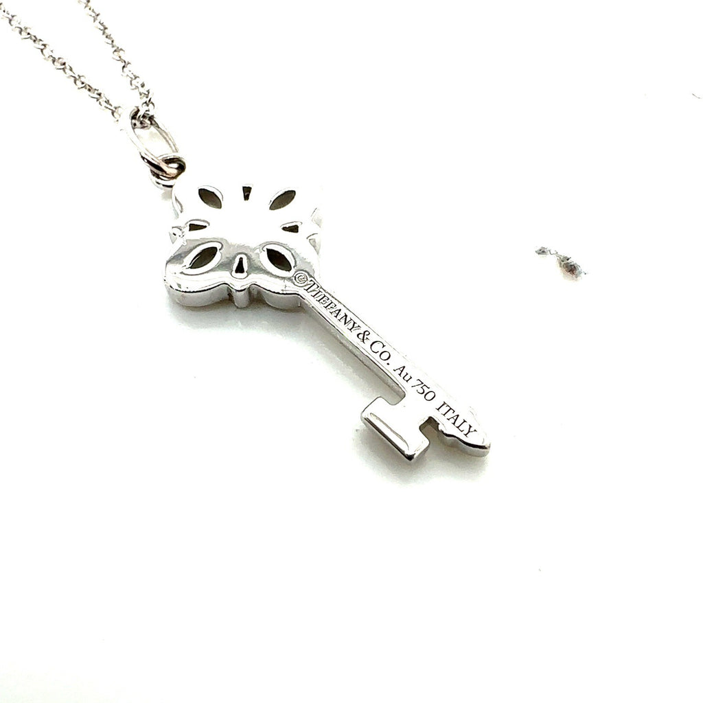 Tiffany & Co. 18k White Gold Diamond Victoria Key Pendant Necklace 16" (view 3)