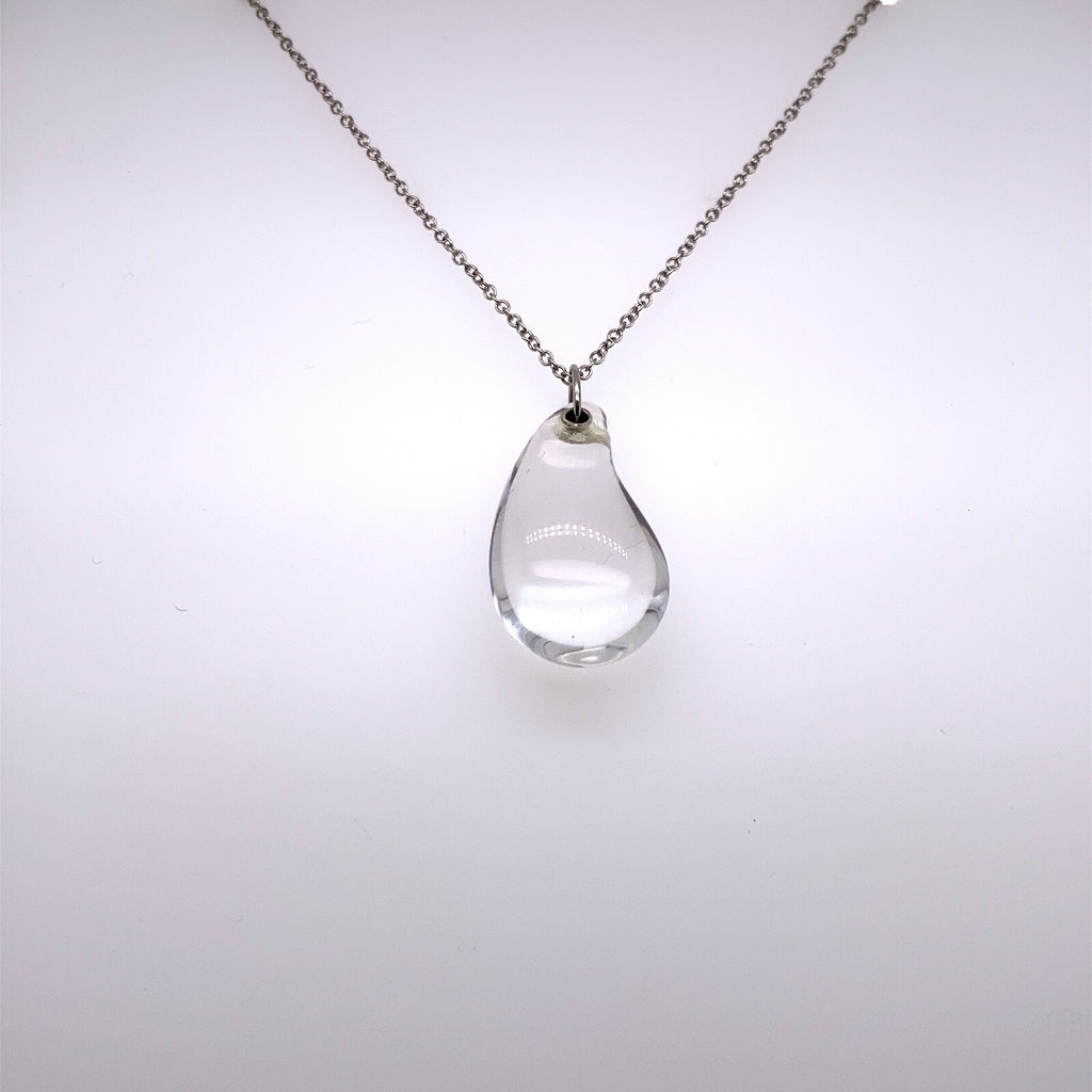 Tiffany & Co. Elsa Peretti Platinum Crystal Quartz Tear Drop Pendant Necklace (view 1)