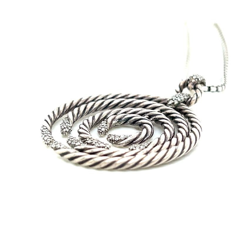 DAVID YURMAN WILLOW PENDANT NECKLACE STERLING SILVER 18" CHAIN W JEWELRY BAG — view 2
