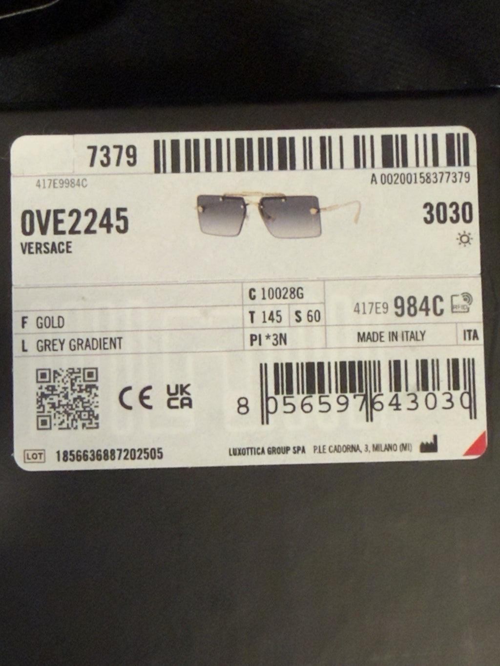 Versace Sunglasses VE2245 10028G 60-13 Gold Grey Gradient (view 10)