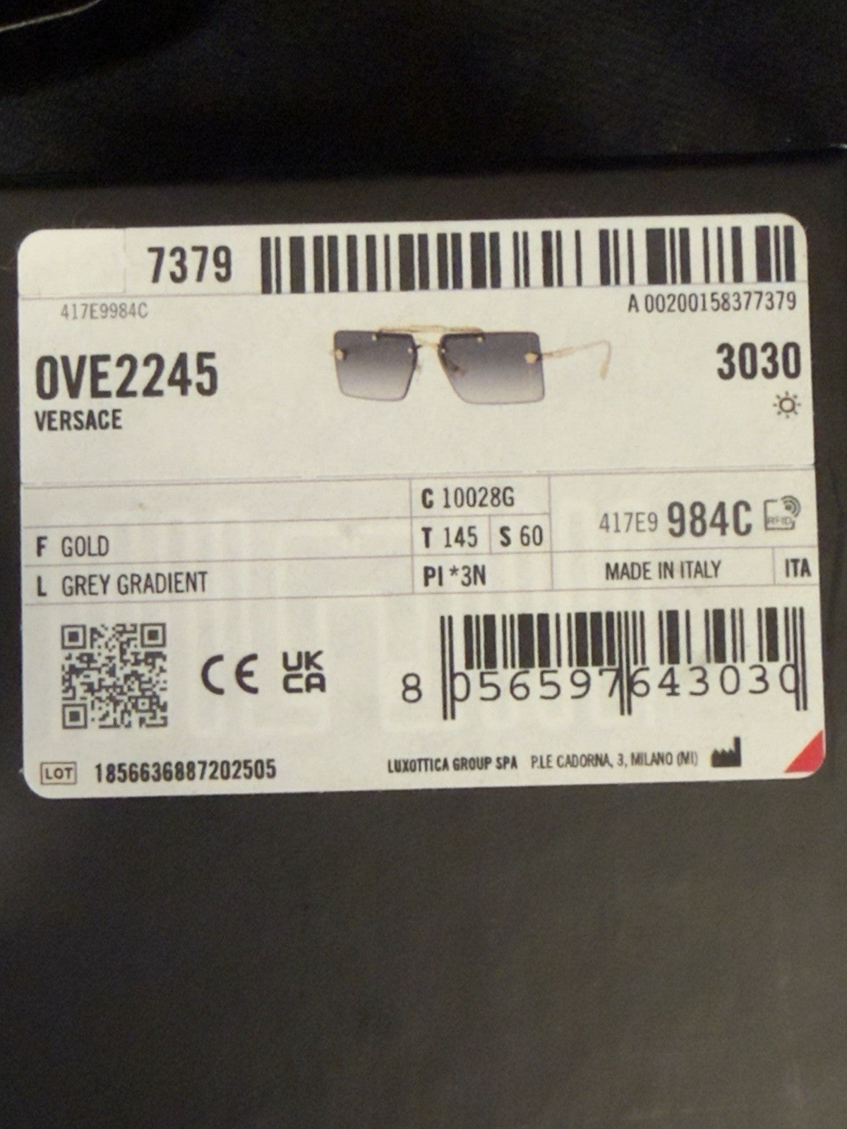 Versace Sunglasses VE2245 10028G 60-13 Gold Grey Gradient (view 10)
