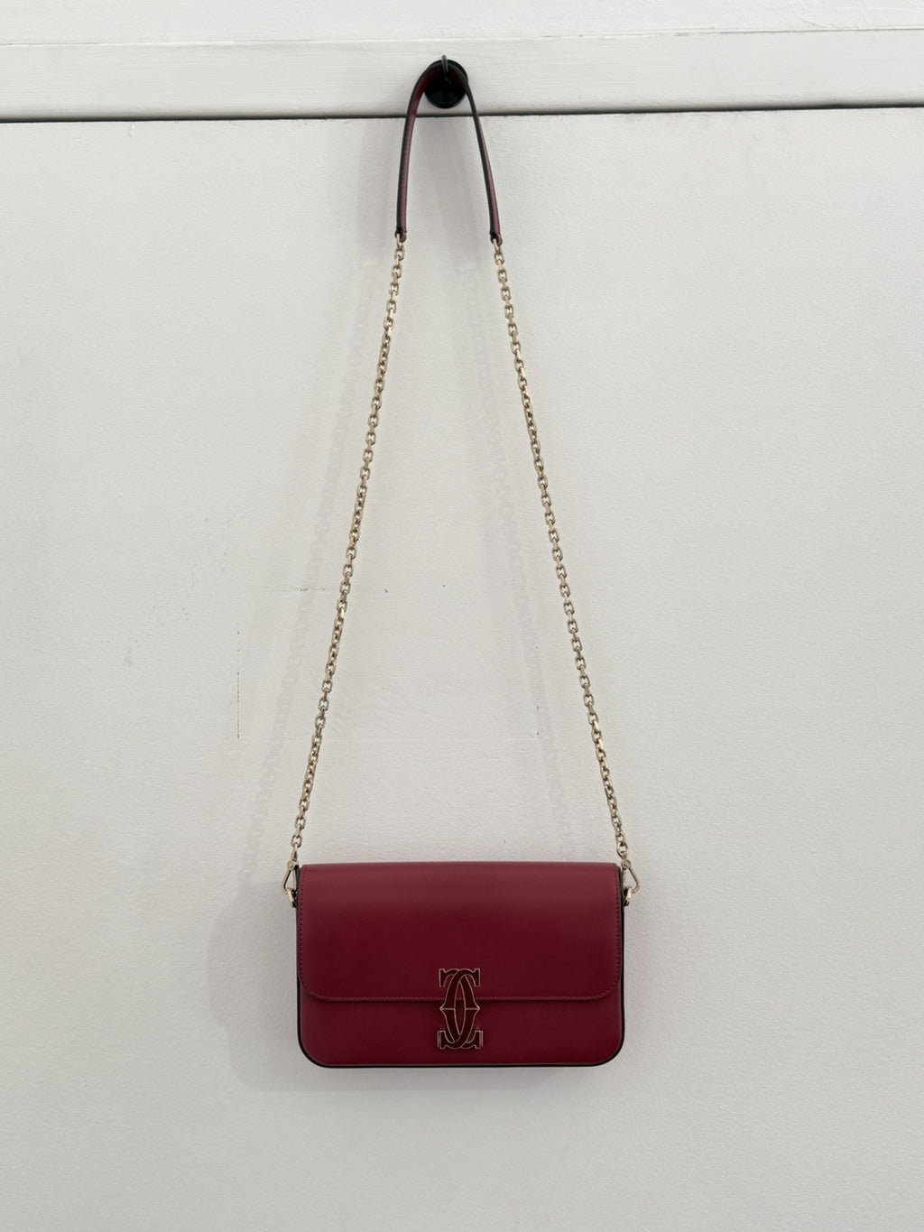 Cartier Mini Bag, C de Cartier Cherry Red Calfskin Gold Hardware Chain Strap (view 14)