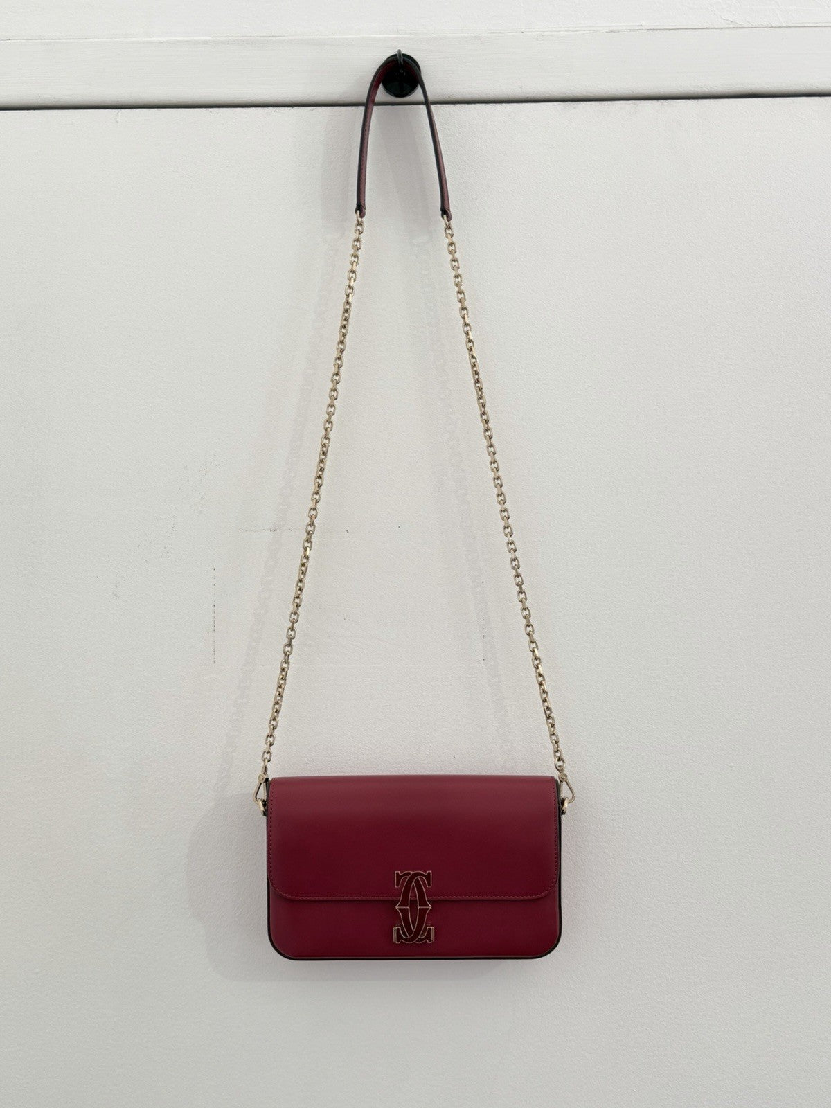 Cartier Mini Bag, C de Cartier Cherry Red Calfskin Gold Hardware Chain Strap (view 14)
