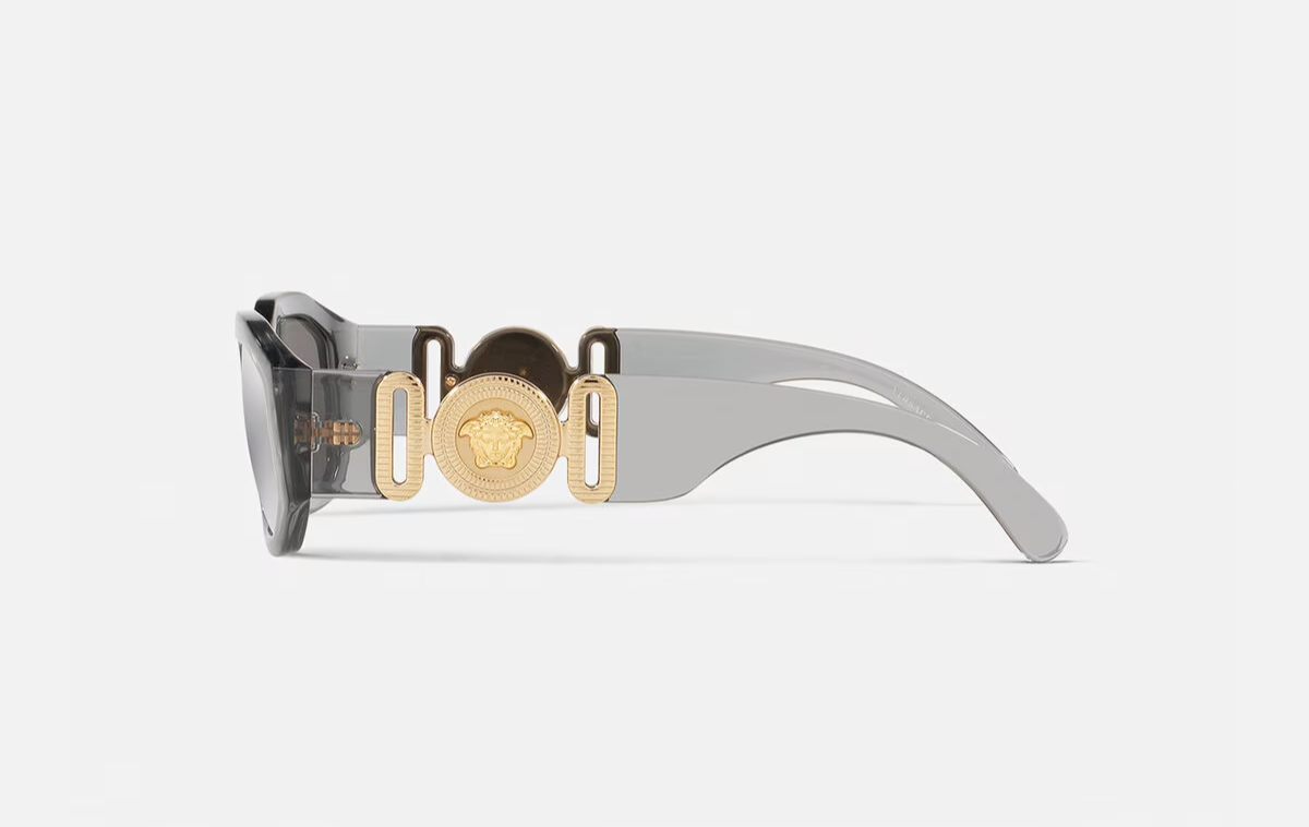 New Versace VE4361 Medusa Biggie Transparent Grey Light Grey Mirror Silver 80 — view 3