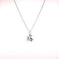 HAKU brand 14K White Gold box chain 17 inch and turtle charm (view 1)