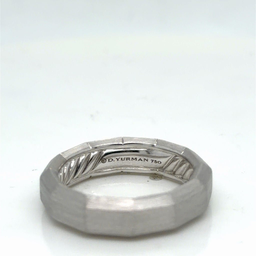 David Yurman Faceted Band Ring Brushed 18k White Gold 6 mm Size 8 — view 2