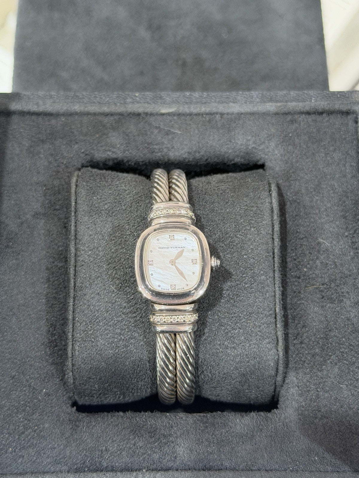 David Yurman Sterling Silver Watch with 0.27ctwa Diamonds & Mother of Pearl Dial — Certified Authentic | San Diego Jewelry Bu