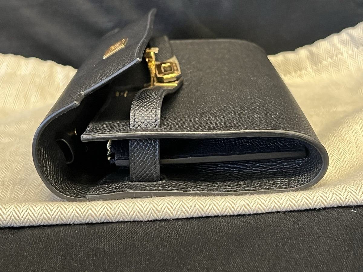 Hermes Black Epsom Kelly TO Go, Gold Hardwear, Removable Strap, Dust Bags, Box (view 15)