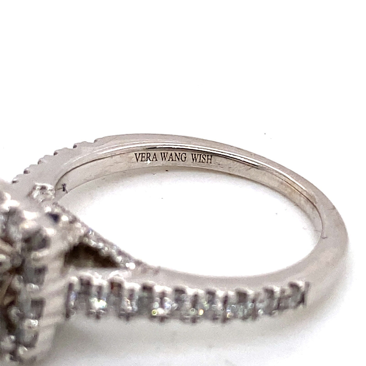 VERA WANG 14K white gold semi-mount diamond ring for round diamond center stone. (view 4)