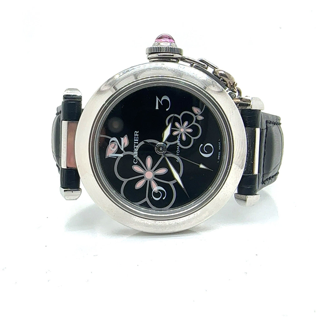 Cartier Floral Pasha C Automatic Stainless Steel Watch Limited Edition 35mm — Certified Authentic | San Diego Jewelry Buyers