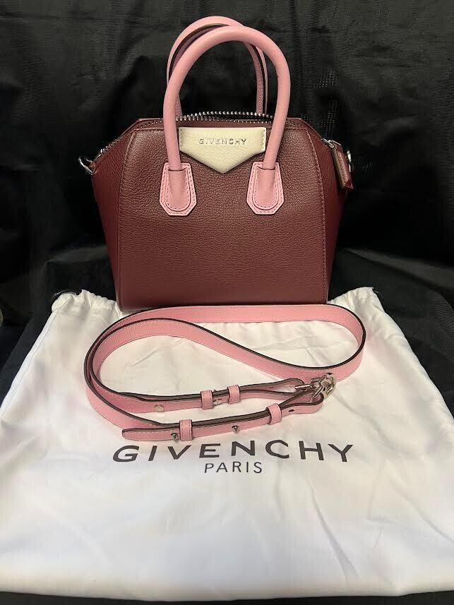Givenchy Goatskin Mini Tri-color Antigona Burgundy Pink White Top Handle Bag (view 10)