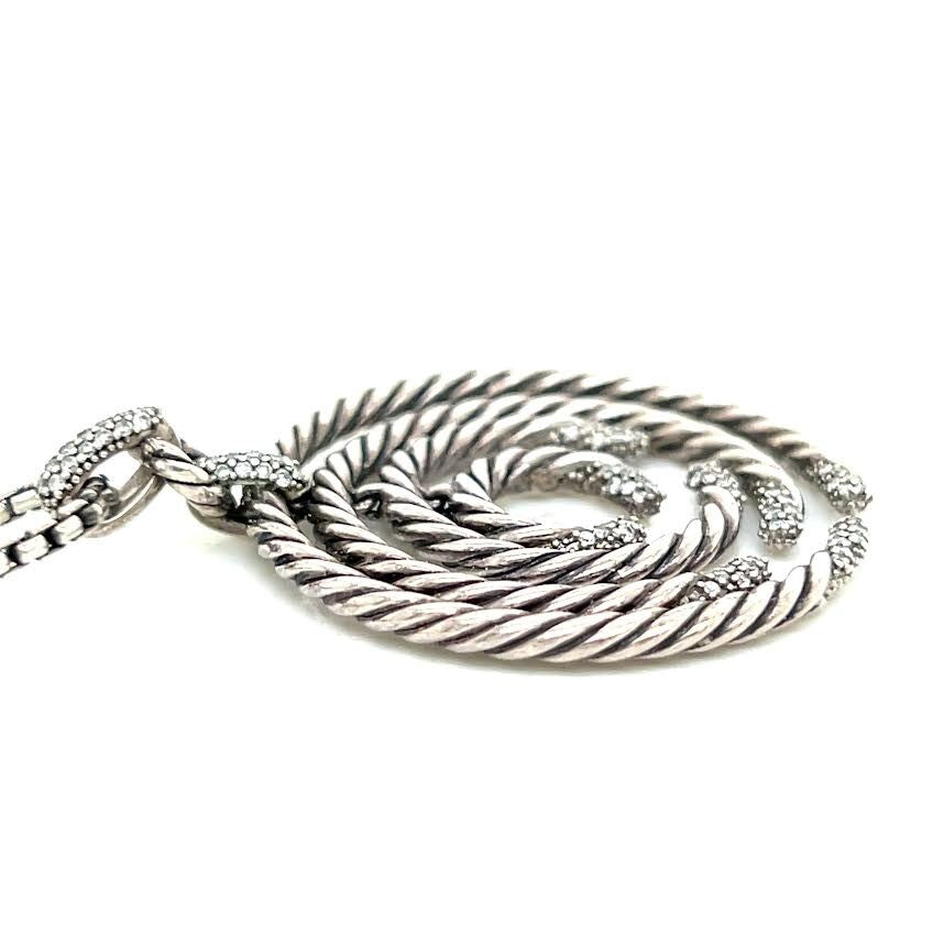 DAVID YURMAN WILLOW PENDANT NECKLACE STERLING SILVER 18" CHAIN W JEWELRY BAG — view 7