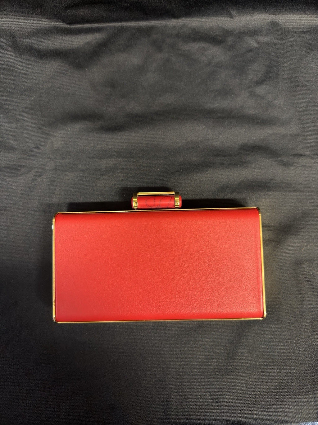 Carolina Herrera Scala Insignia Small Clutch Red/Gold w Chain Strap (view 2)