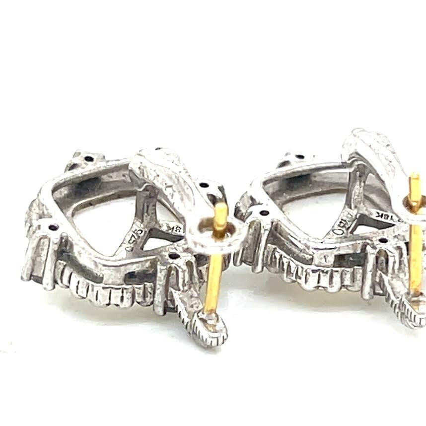 Judith Ripka Silver 925 Earrings 18K Gold Post (view 9)