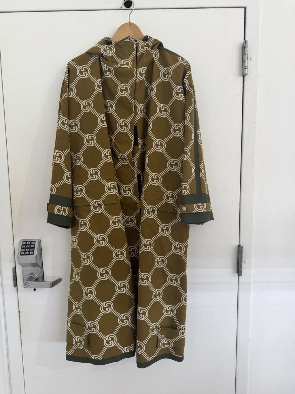 Gucci 100th Anniversary Music is My Gucci Khaki Windbreaker Long Coat Size 400