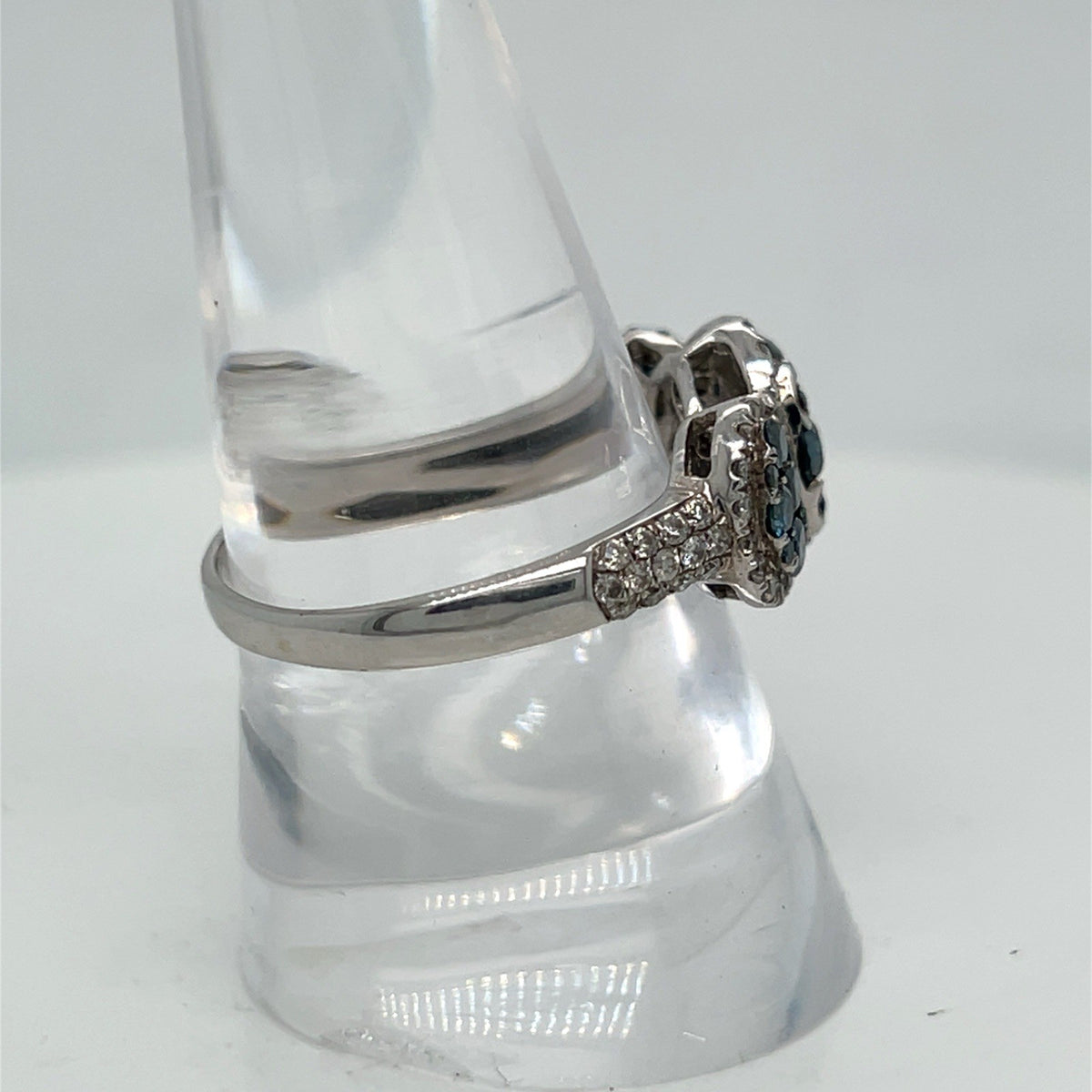 Effy 14K Solid White Gold Blue & White Diamond Ring Size 9 (view 6)